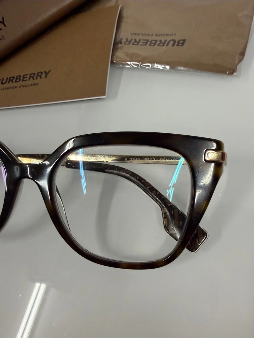 Burberry Women's Tortoiseshell BE2310 (Seaton) Cat-Eye Glasses with Brown Case